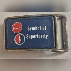 Vintage Studebaker Belt Buckle in Blue and Red